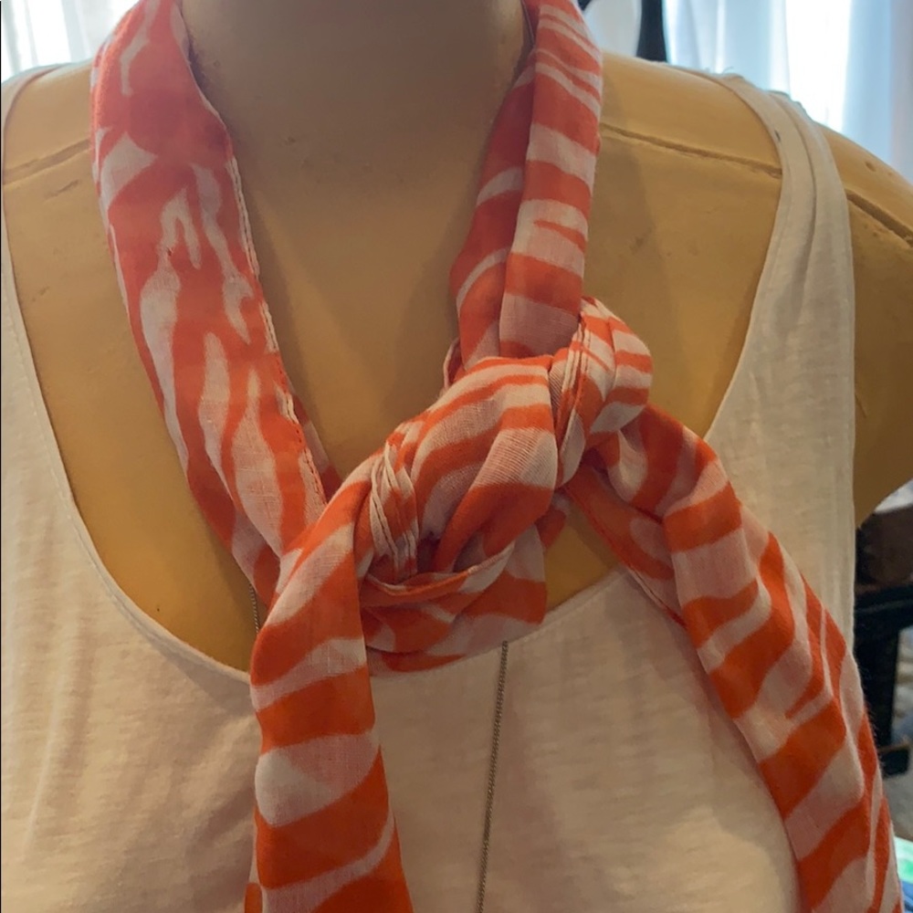 Orange & White Zebra print scarf